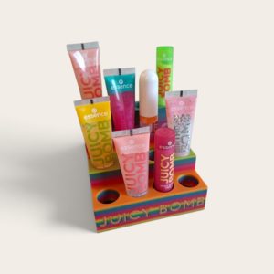 Juicy bomb houder met kleurverloop. 3d print. Geschikt voor meerdere soorten make-up: lipgloss, lippenstift, mascara, potlood, camouflagestick. Leuk om cadeau te geven met een paar Juicy Bombs erin. Wordt geleverd zonder make-up.